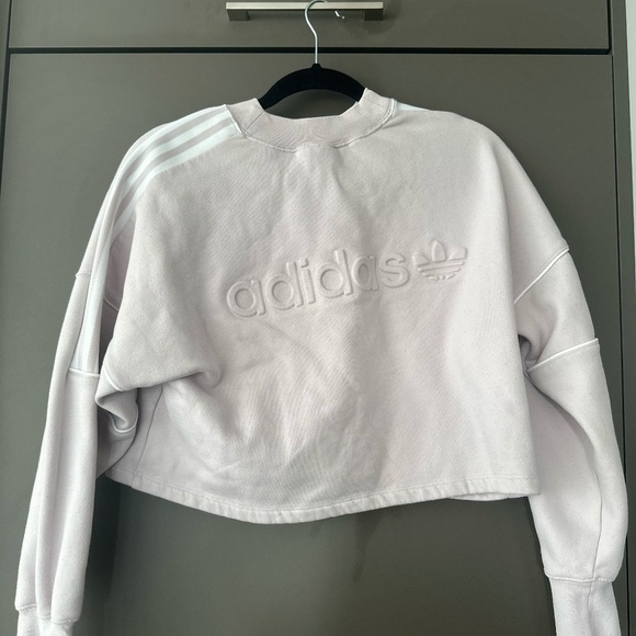 Adidas Originals 3 Stripe Logo Crop Sweatshirt - Picture 8 of 9
